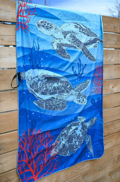 Serviette en microfibre réversible- Tortue